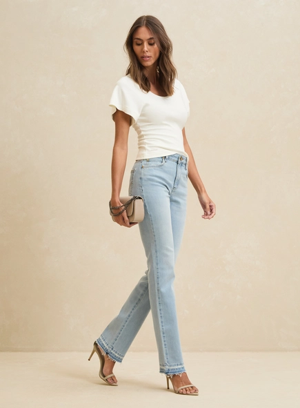 Blusa Slim Manga Evasê
