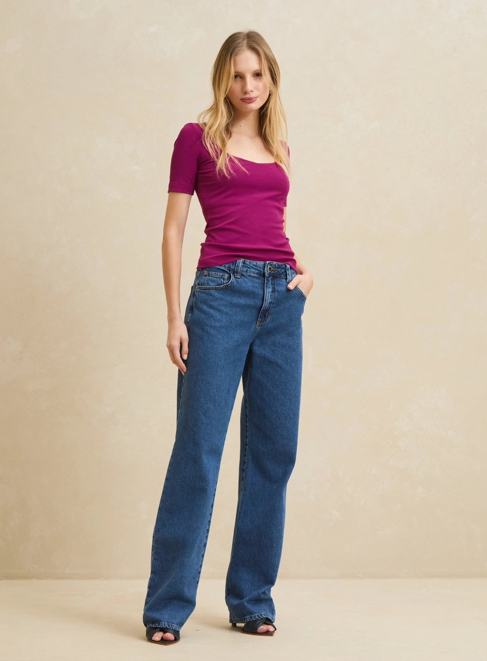 Blusa Canelada Slim Decote U Rosa 1