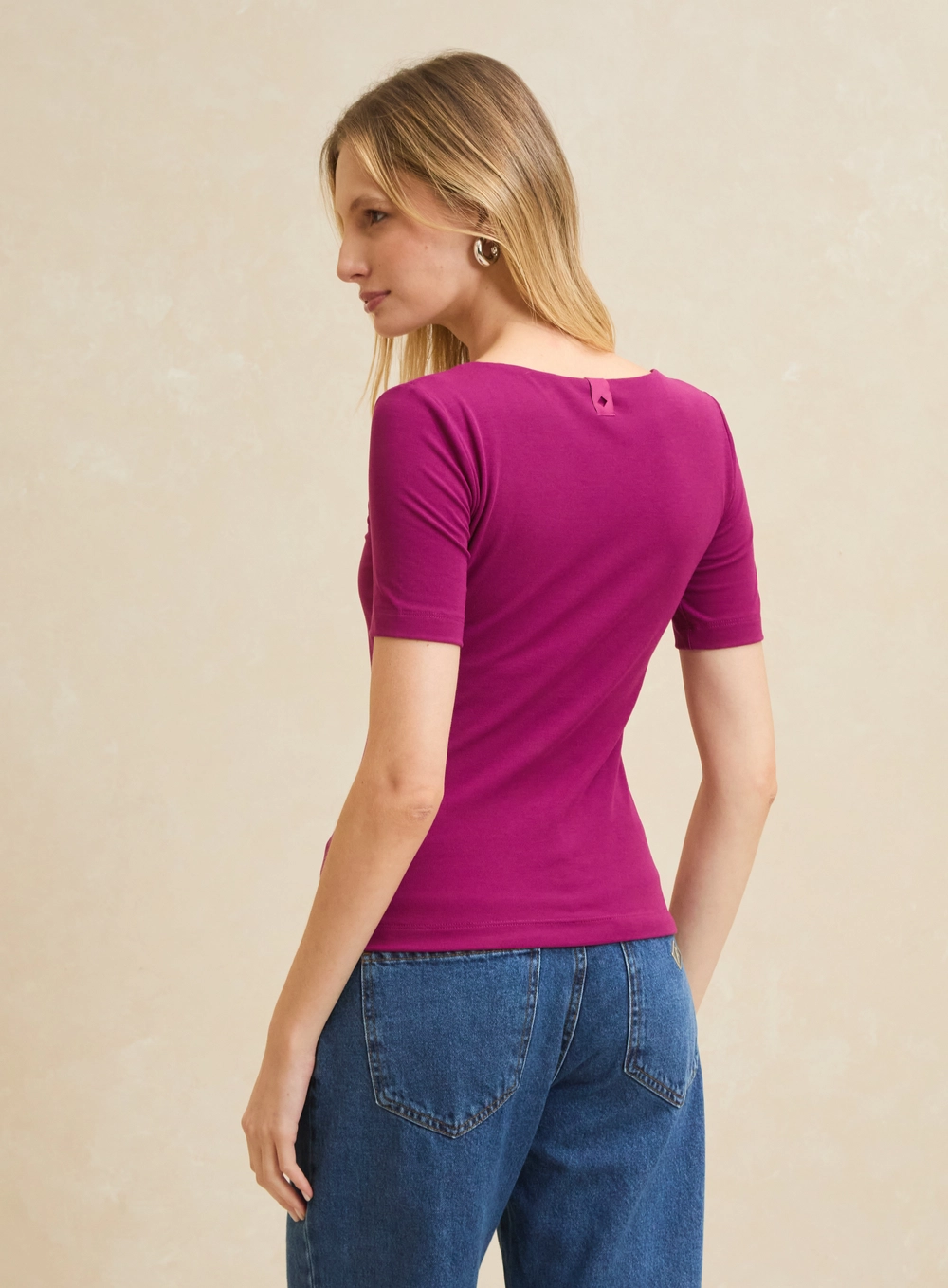 Blusa Canelada Slim Decote U Rosa 2