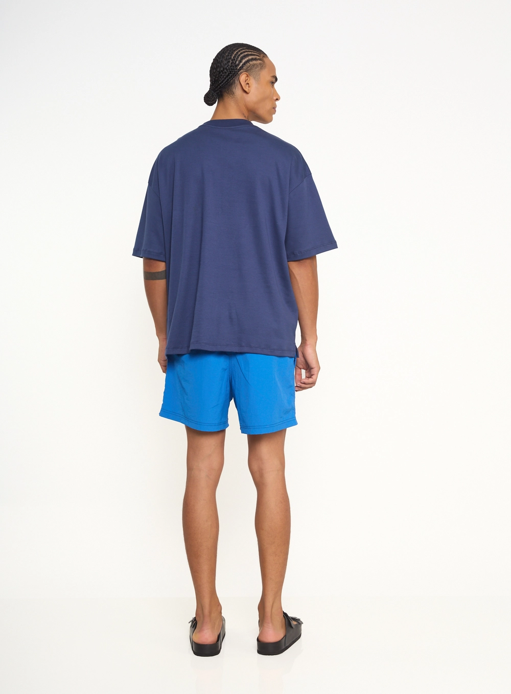 Beachshort Bicolor Com Amarração E Bolsos Azul