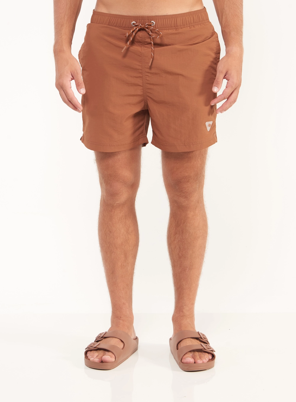 Beachshort Com Amarração E Bolsos Marrom