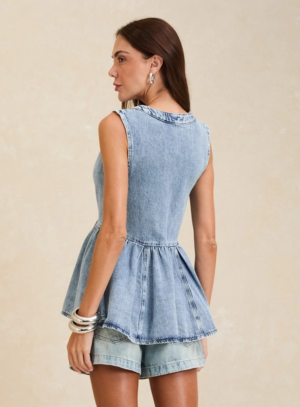 Blusa Jeans Peplum