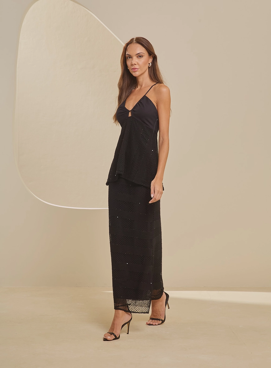 Blusa Estruturado Com Textura Preto 4