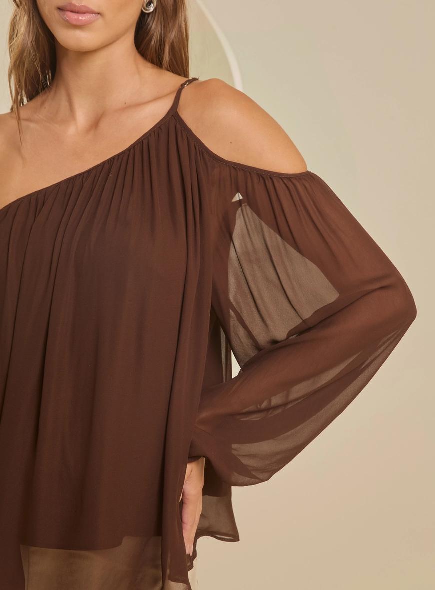 Blusa Ampla Assimétrica Marrom 4