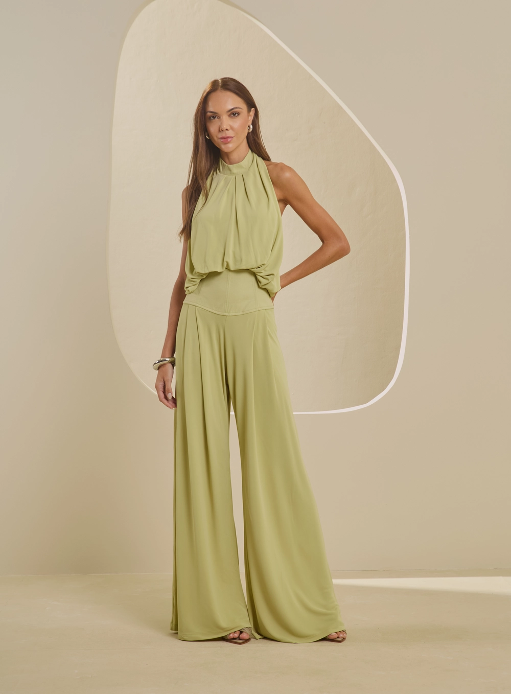 Blusa Balonê Halter Bege 1