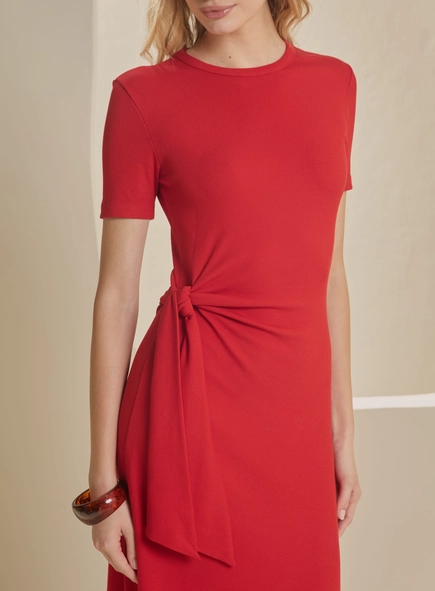 Vestido Midi Assimétrico Com Amarração