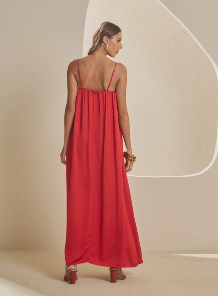 Vestido Longo Amplo Decote V
