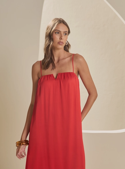 Vestido Longo Amplo Decote V