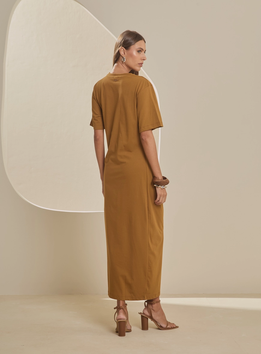 Vestido Midi T-shirt Dress Marrom 2