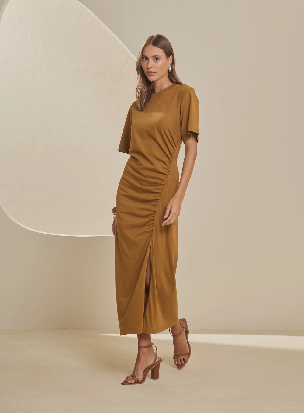 Vestido Midi T-shirt Dress Marrom 1