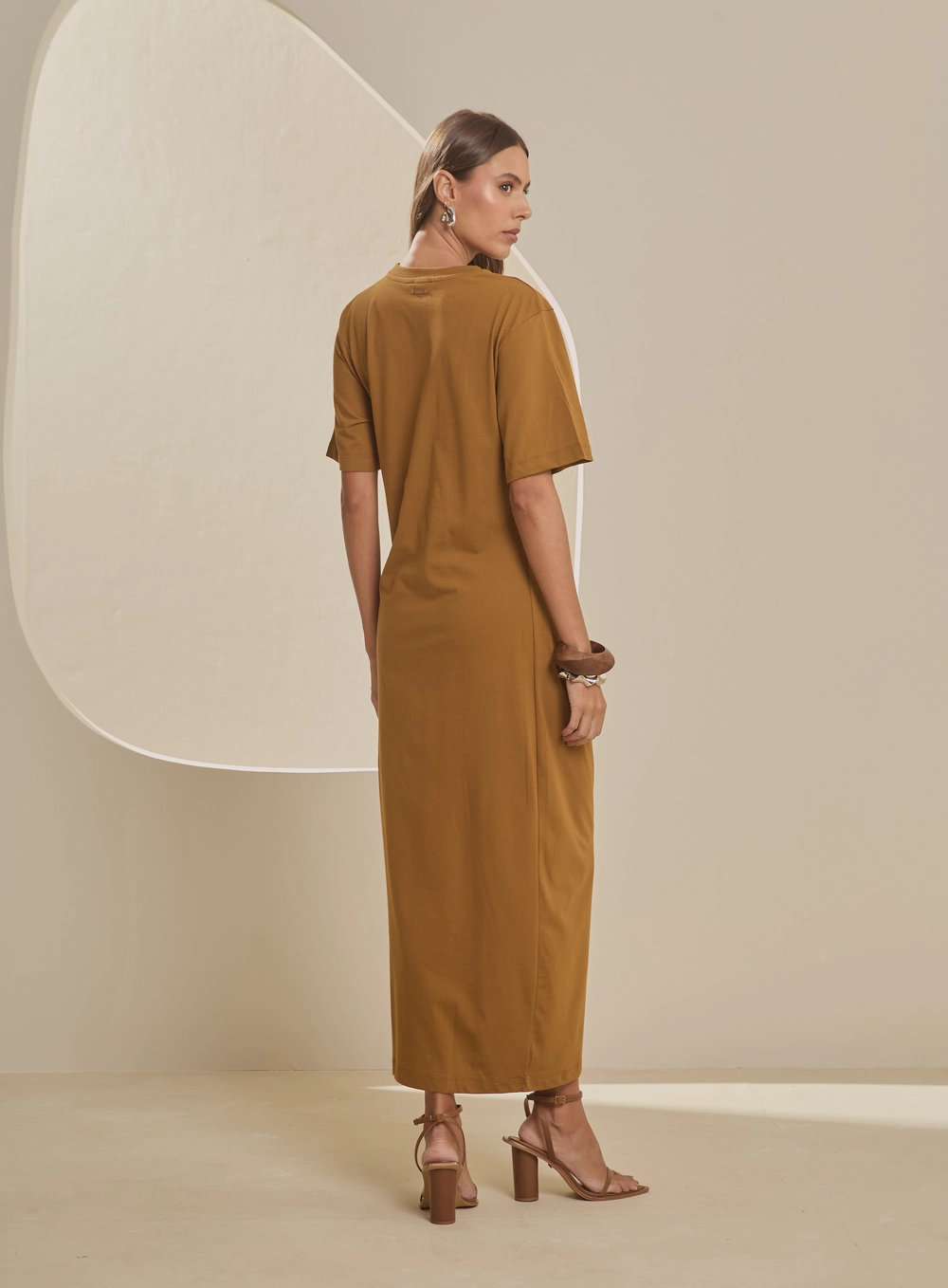 Vestido Midi T-shirt Dress Marrom 2