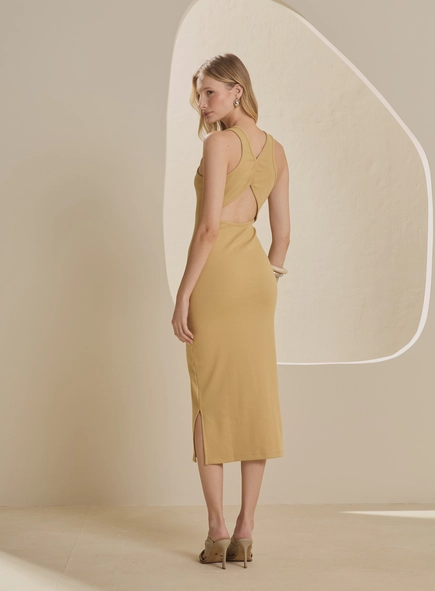 Vestido Midi Canelado Ajustado