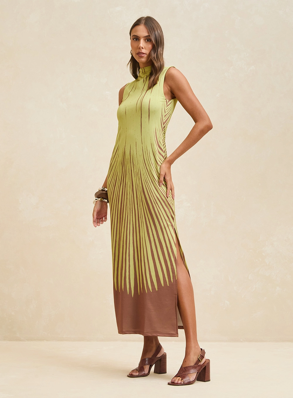 Vestido Maxi Midi De Malha Estampado Estampados 1