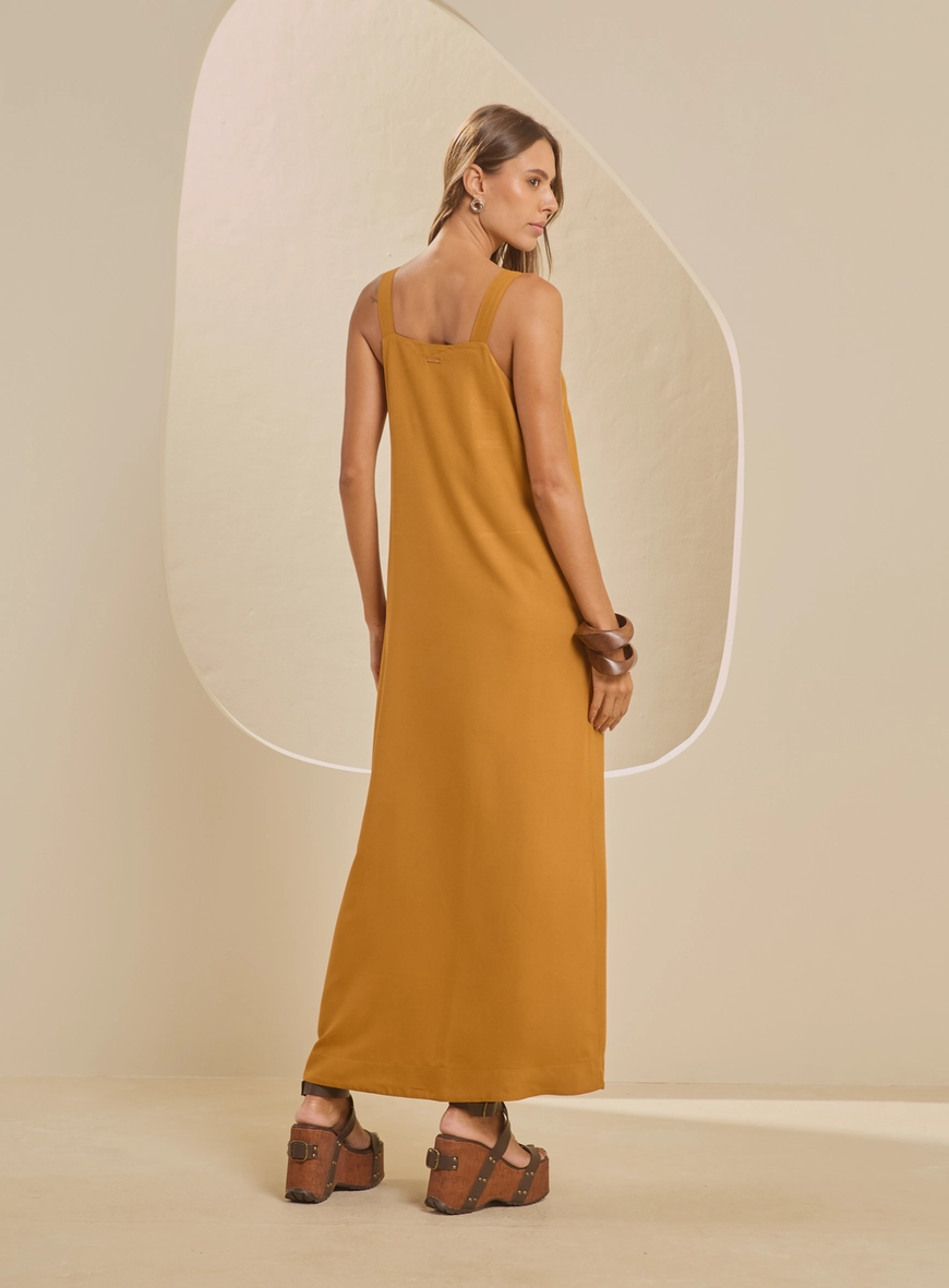 Vestido Maxi Midi Amplo Marrom 2