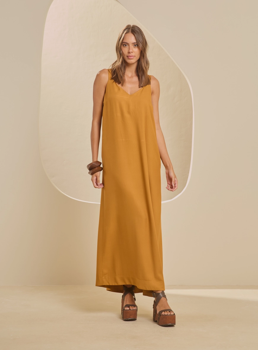 Vestido Maxi Midi Amplo Marrom 3
