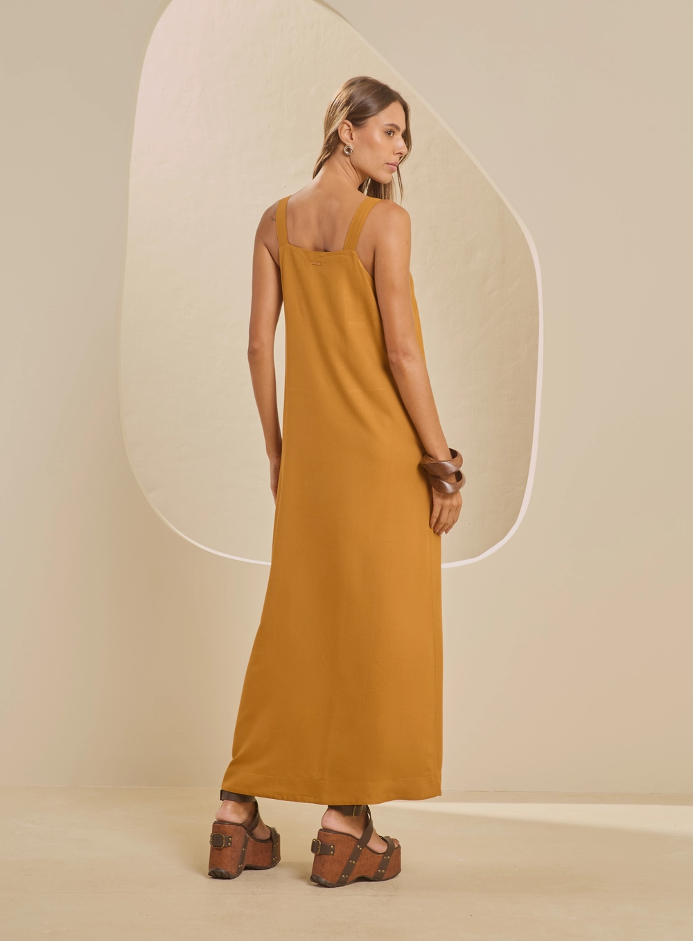 Vestido Maxi Midi Amplo Marrom 2