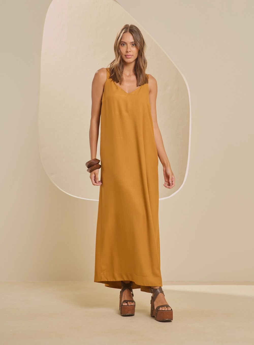 Vestido Maxi Midi Amplo Marrom 3