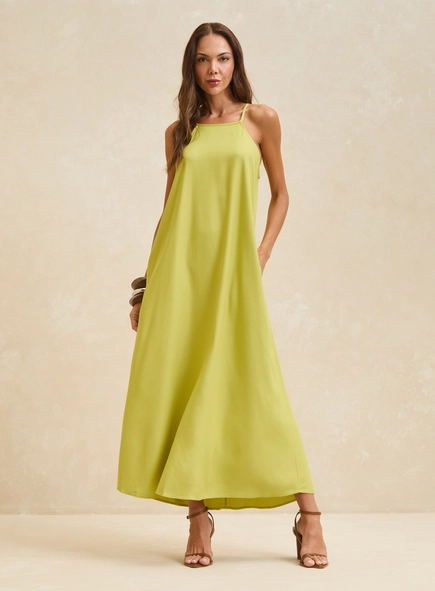 Vestido Maxi Midi Amplo Com Bolsos