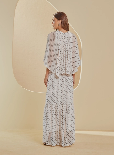 Vestido Longo Amplo Estampado Com Sobreposição