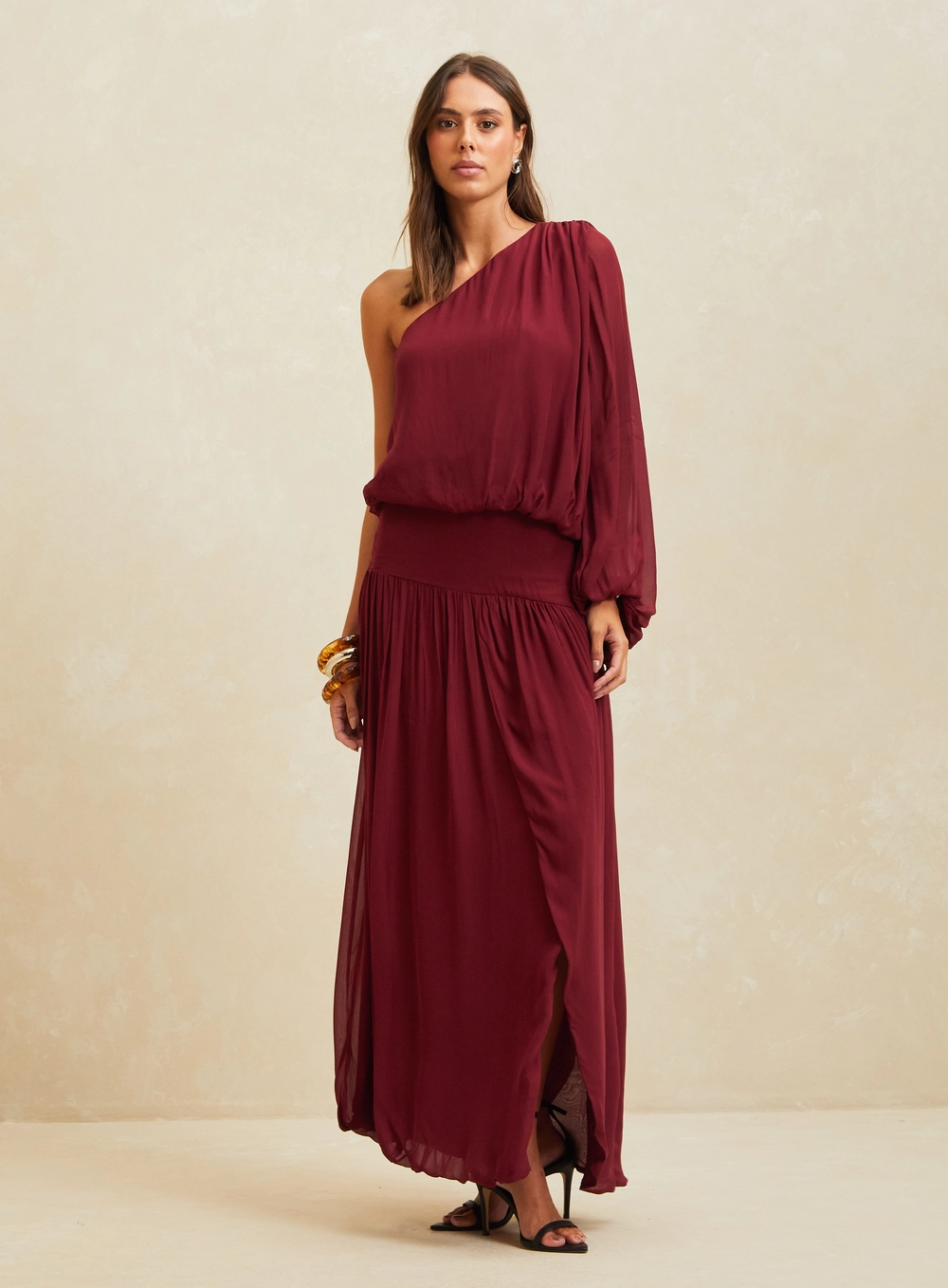 Vestido Maxi Midi Assimétrico Vermelho 1