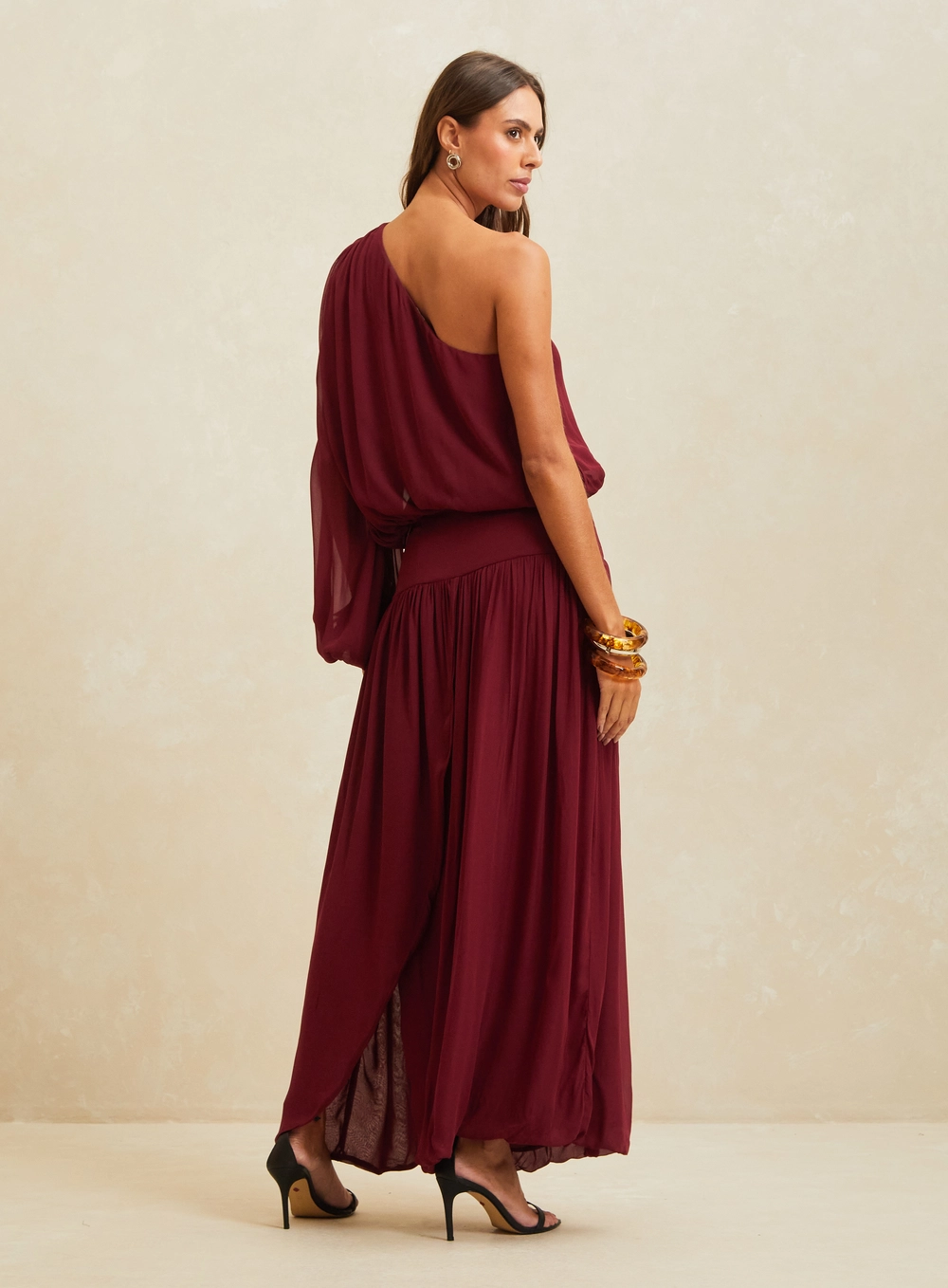 Vestido Maxi Midi Assimétrico Vermelho 2