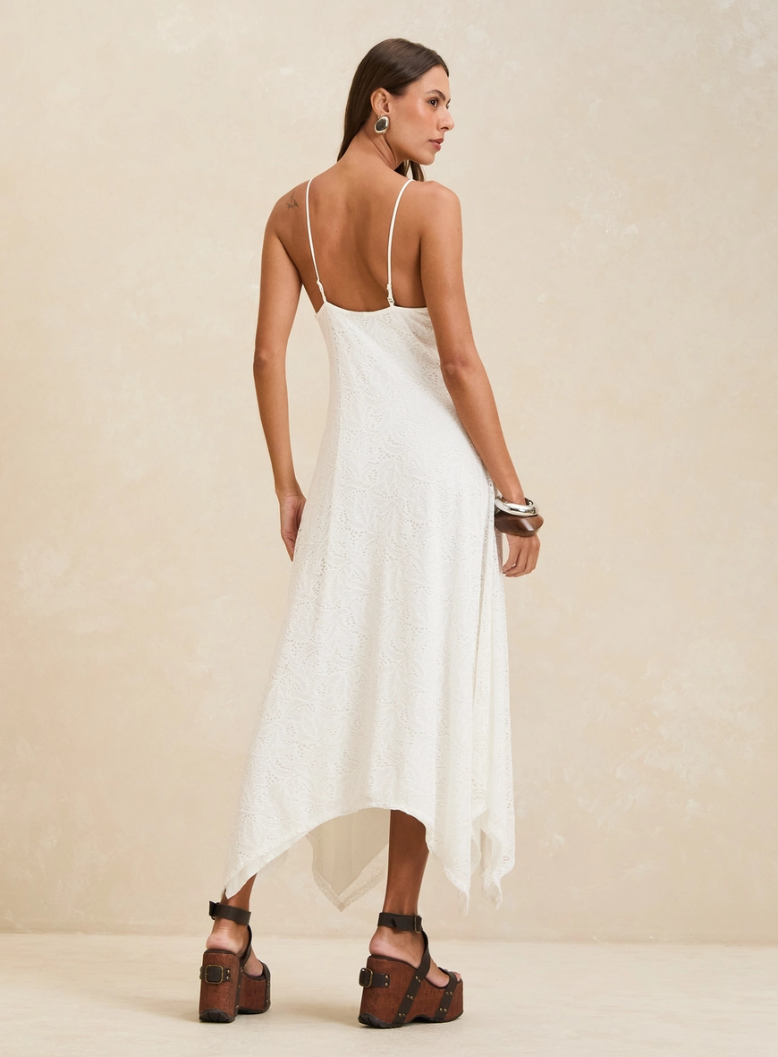 Vestido Midi Assimétrico Renda Off Shell 2