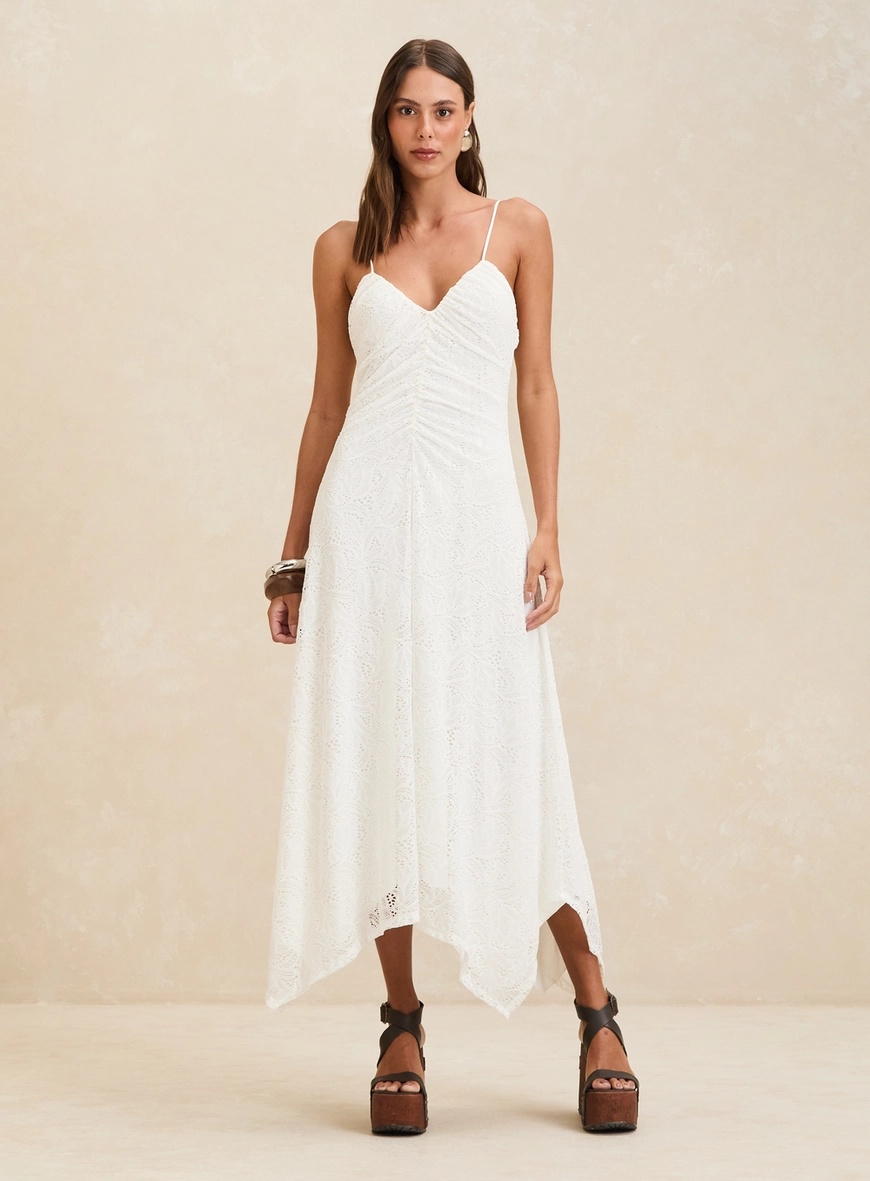 Vestido Midi Assimétrico Renda Off Shell 3