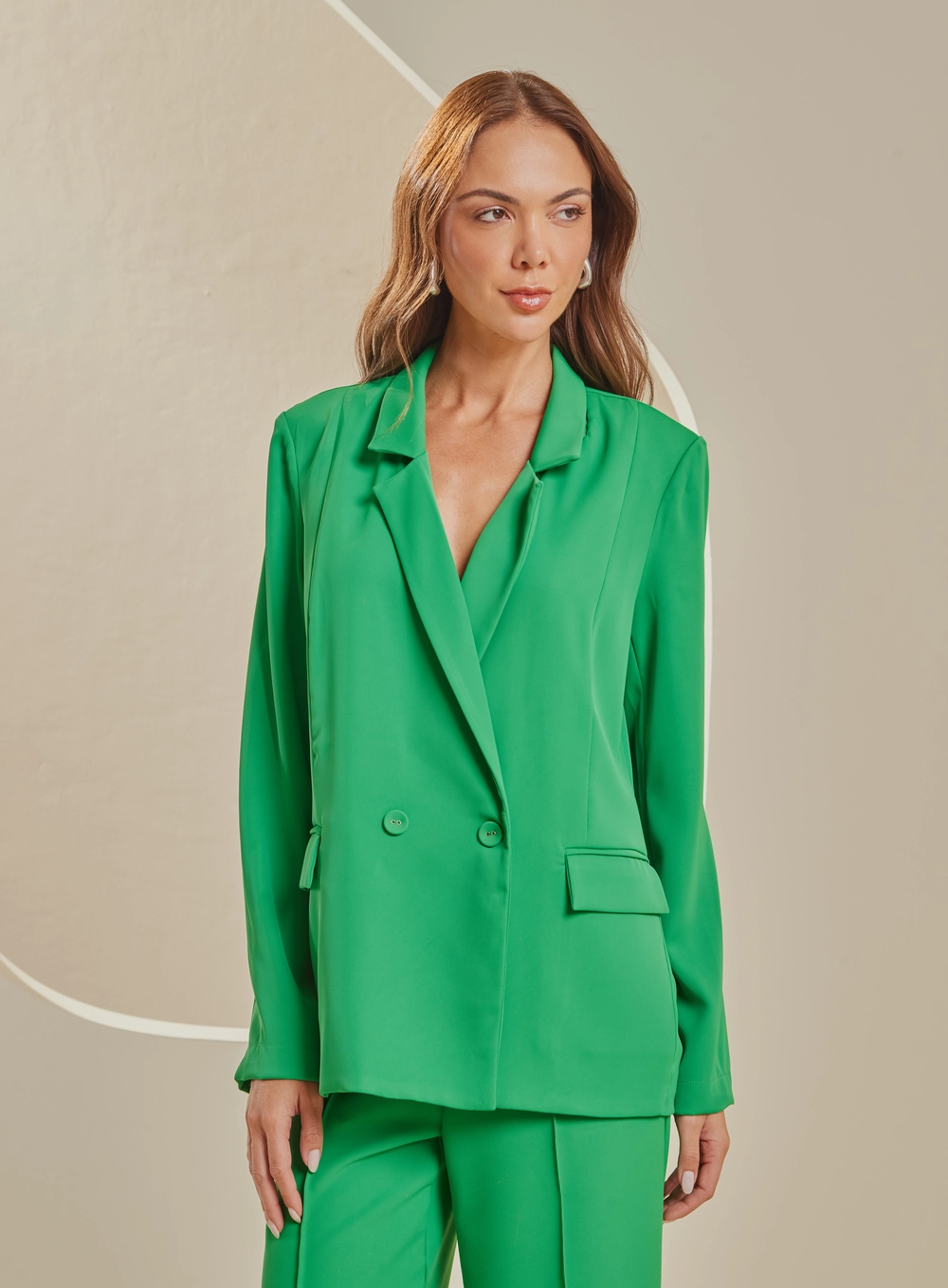 Blazer Alfaiataria Feminino Alongado Verde 3