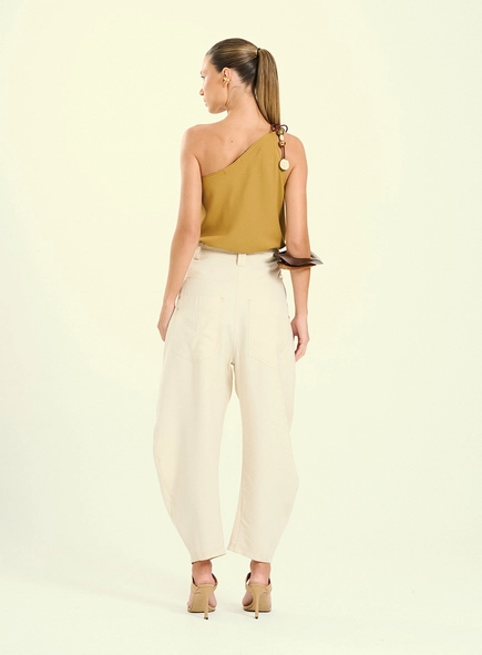 Calça Feminina  Balloon Com Botões E Bolsos
