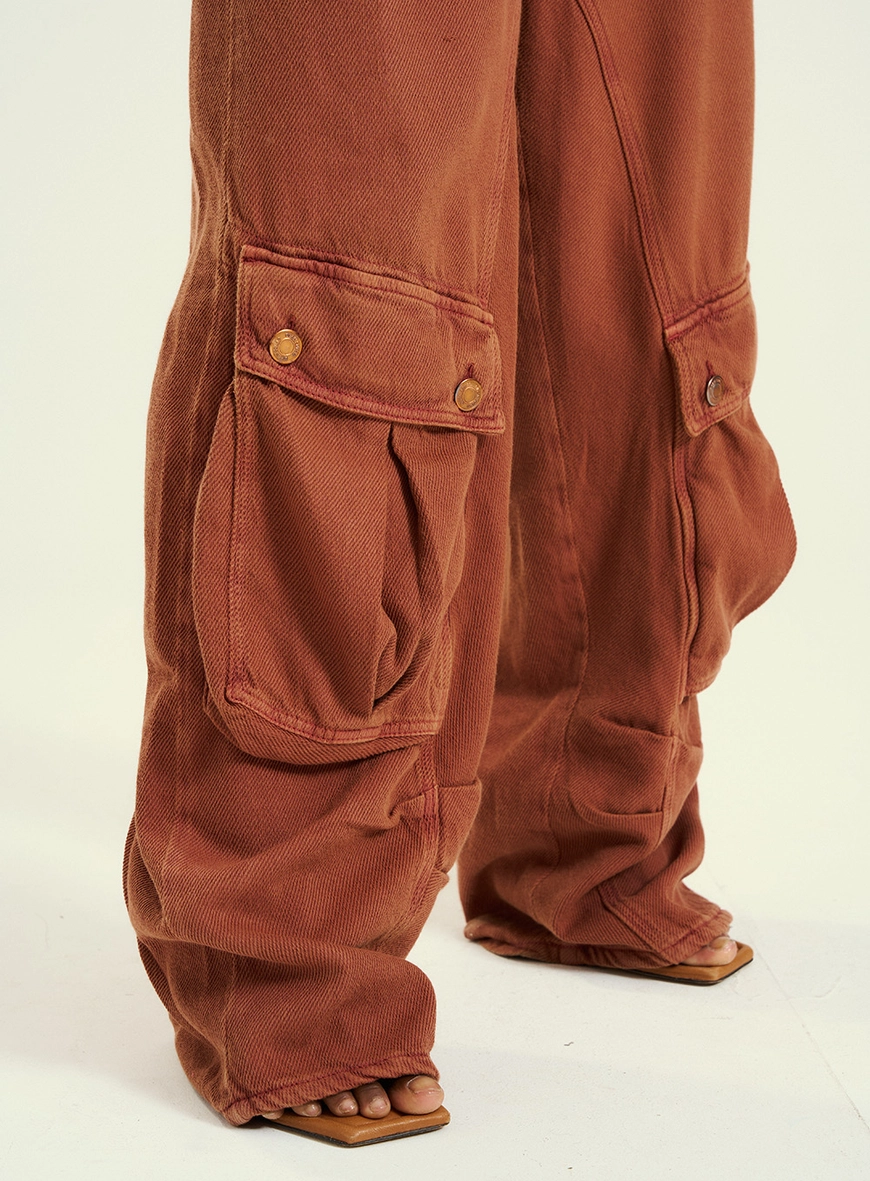 Calça Feminina Cargo Wide Leg Kalifa Marrom 3