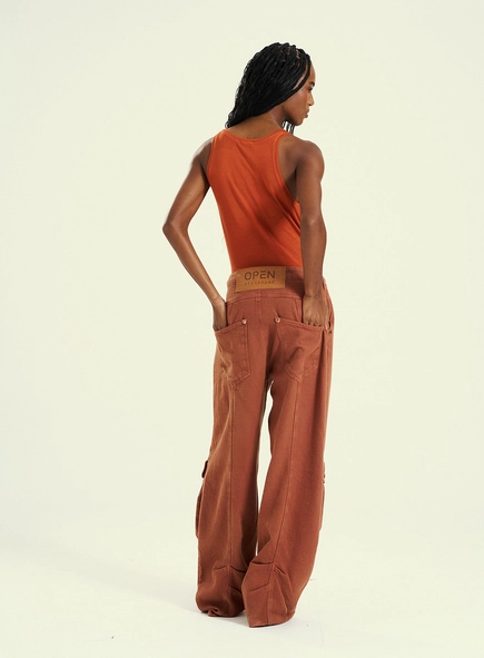 Calça Feminina Cargo Wide Leg Kalifa