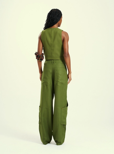 Calça Feminina Pantalona Alfaiataria Cargo
