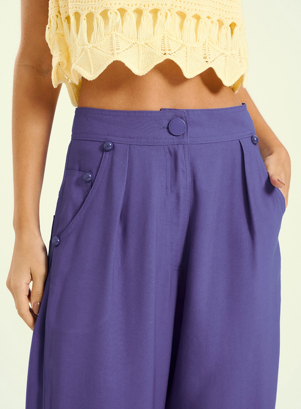Calça Feminina Pantalona De Silhueta Balonê Azul 4