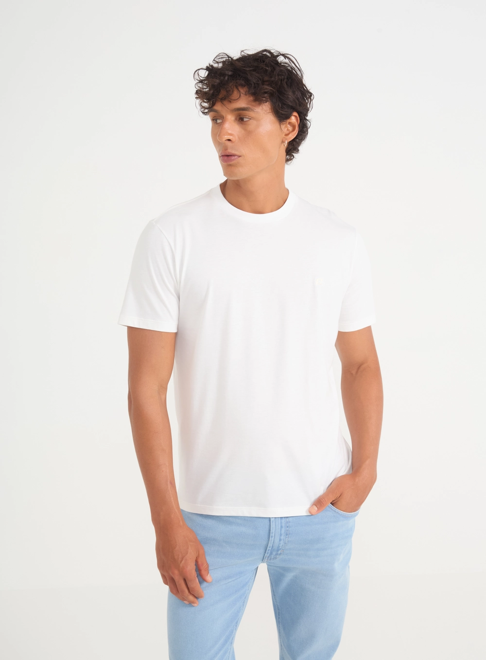 Camiseta Masculina Pack 2 Peças- Algodão Pima Branco