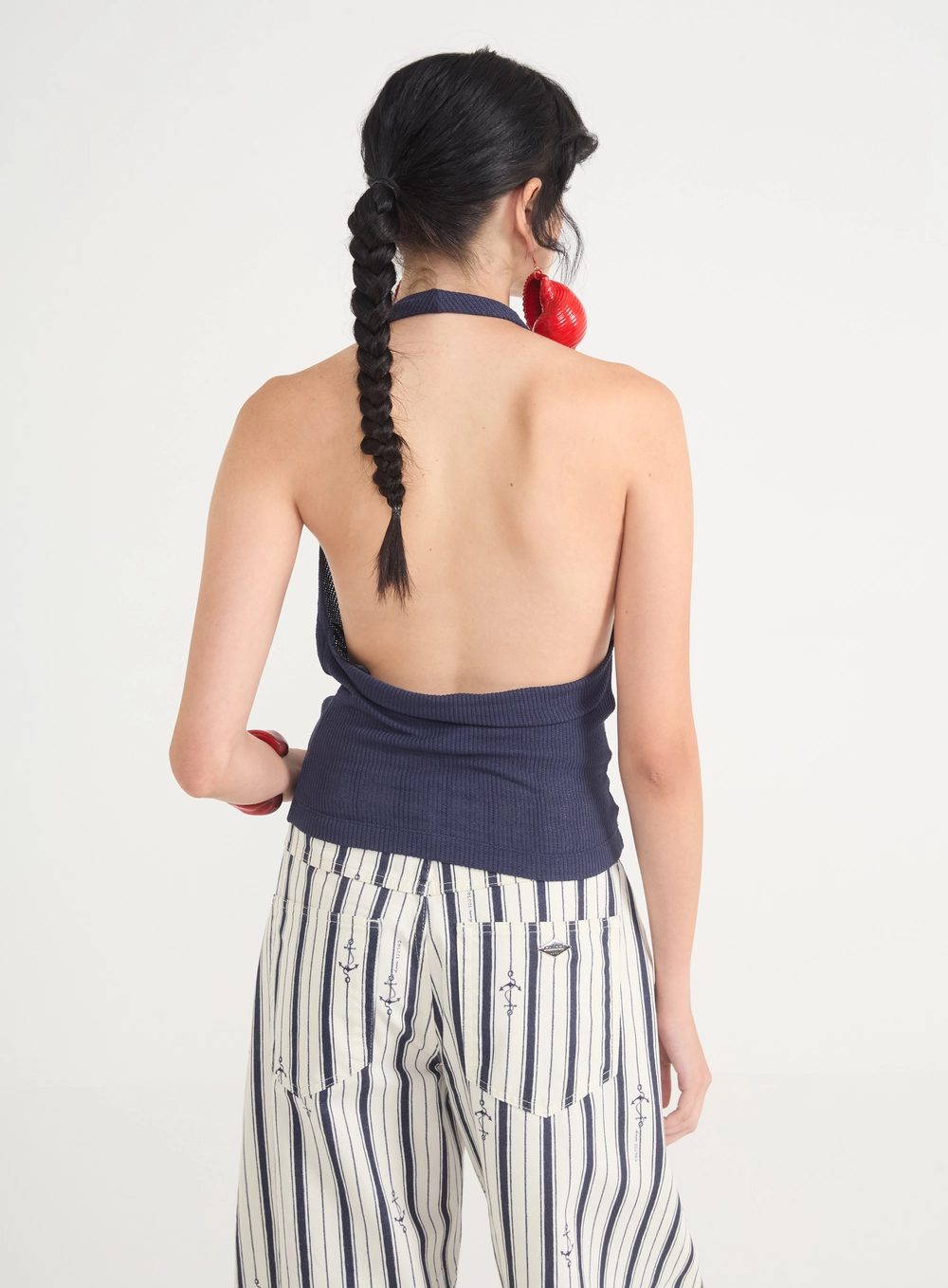Blusa Feminina Frente Única Com Decote Degagê Azul