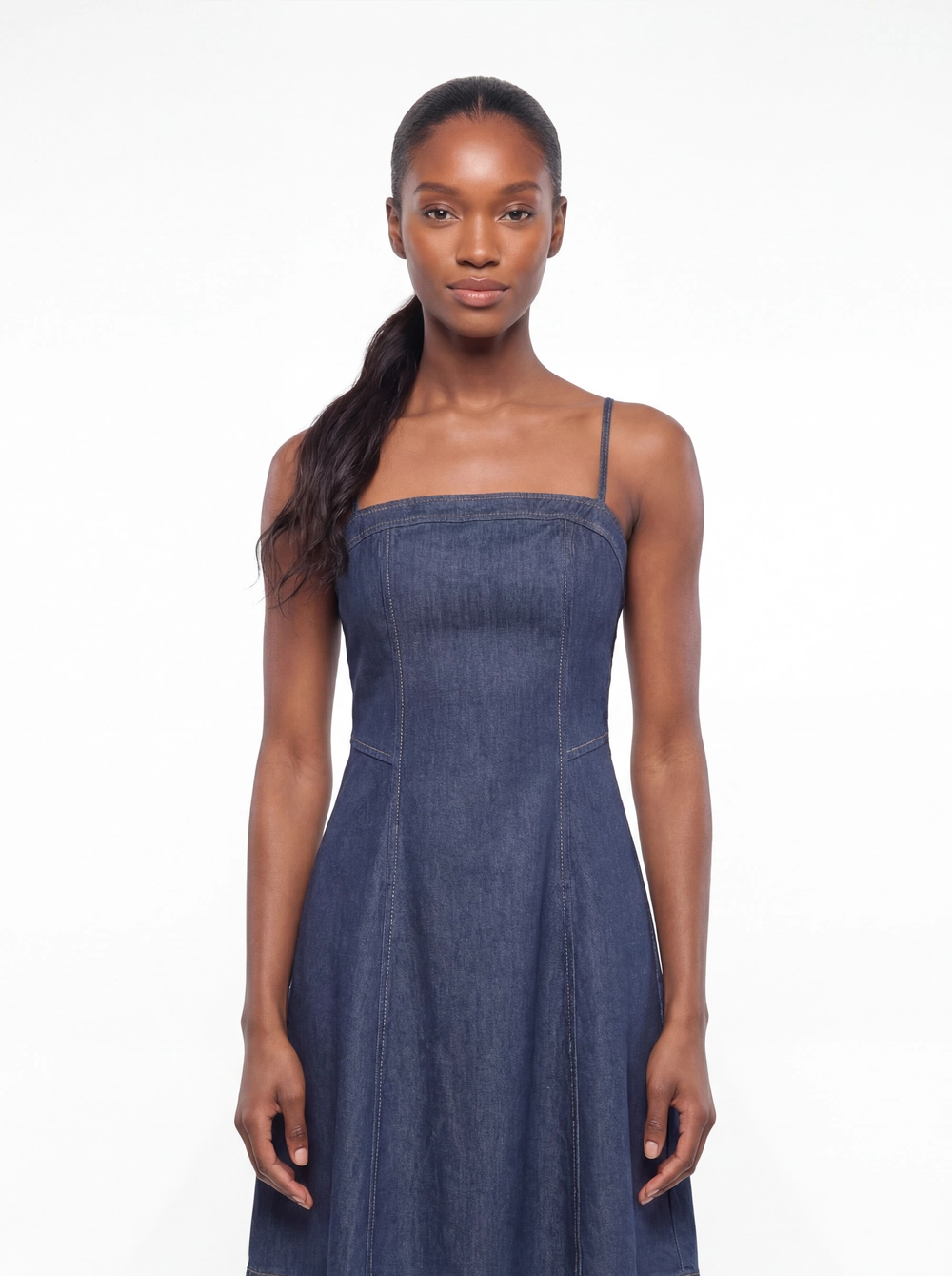 Vestido Jeans Midi Com Lastex Índigo 3
