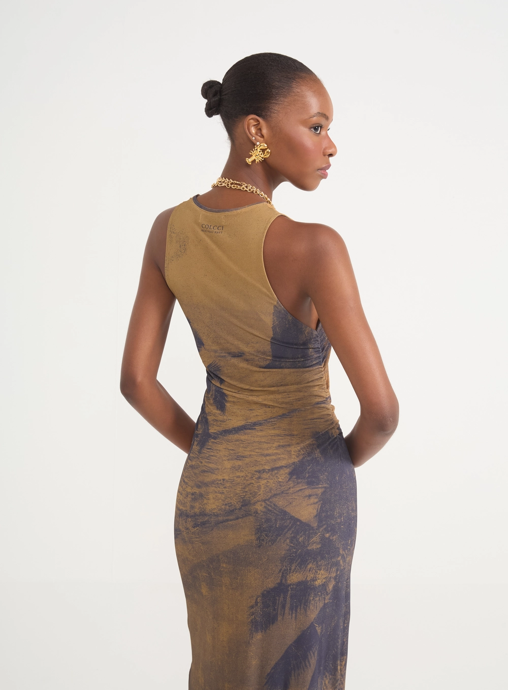 Vestido Midi Com Estampa E Franzidos Estampados