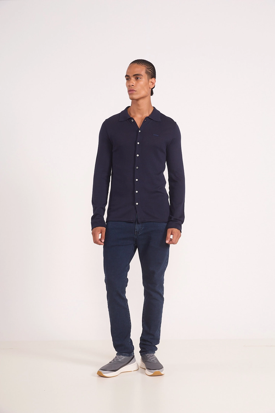 Camisa Em Tricô Justa Azul