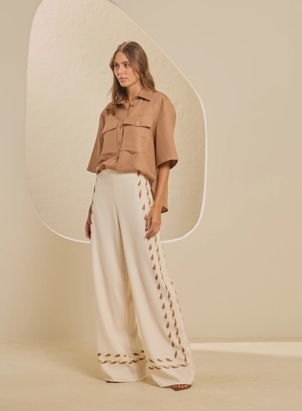 Calça Feminina Reta - Jardim Arabesco