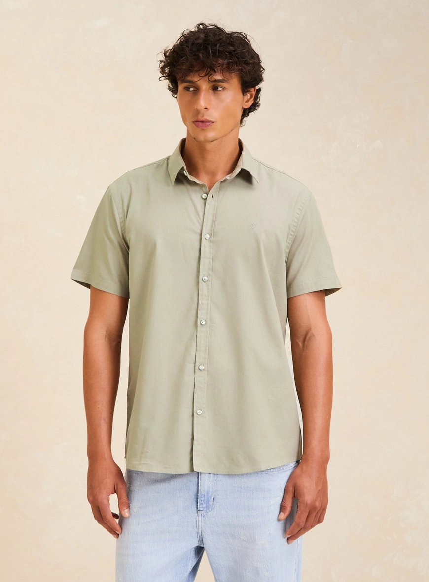 Camisa Masculina Relax Manga Curta Verde