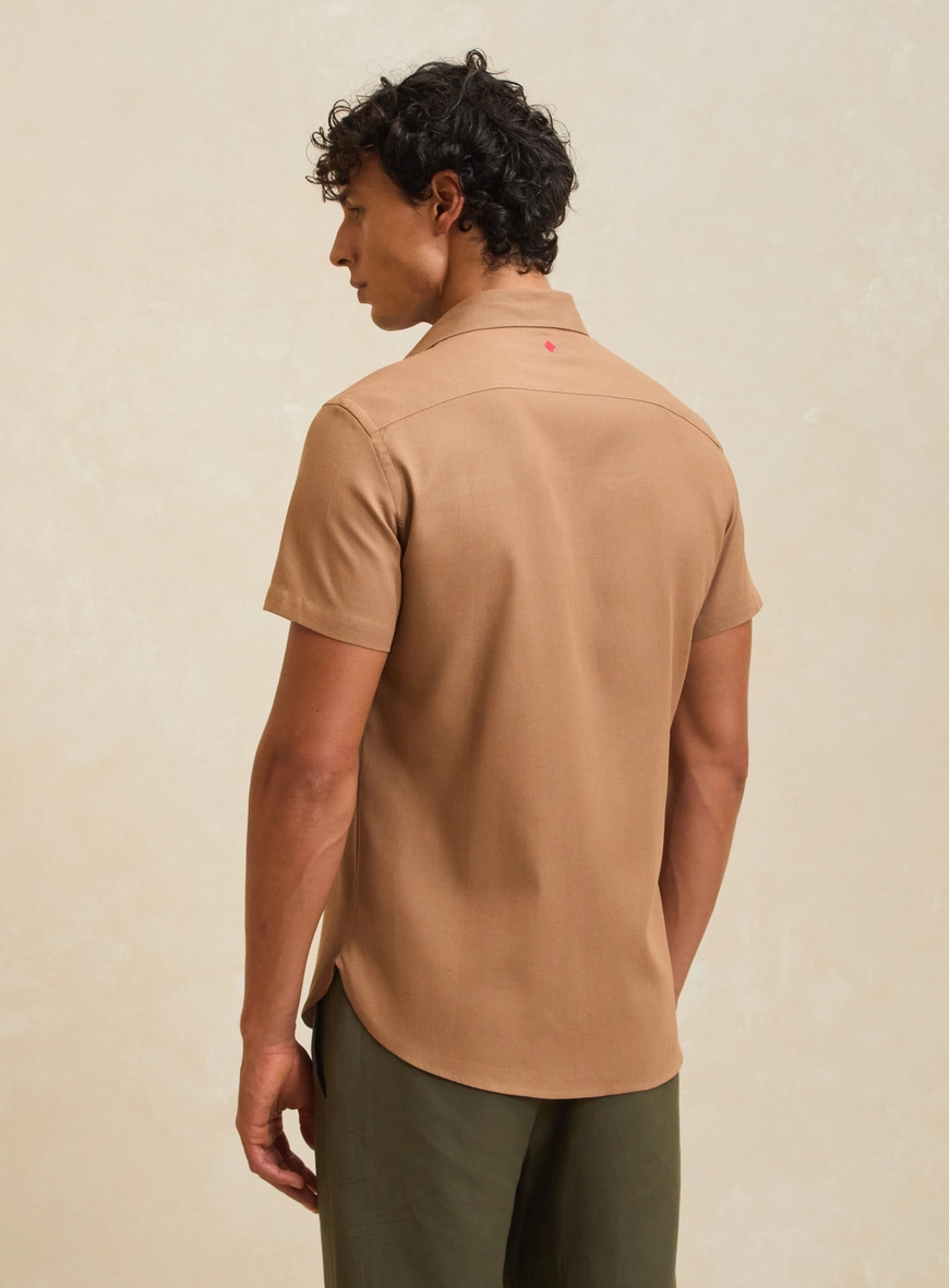 Camisa Masculina St Barths Manga Curta Marrom