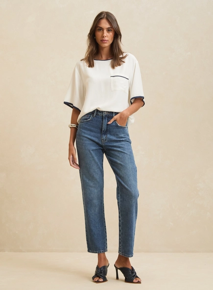 Camiseta Feminina Ampla Com Contrastantes