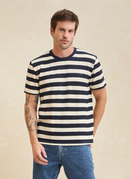 Camiseta Masculina New Box Texturizada Listrada