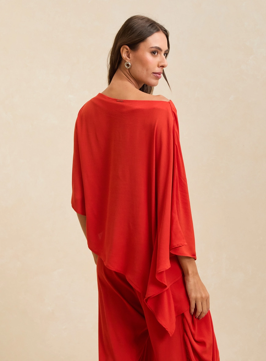 Blusa Assimétrica One Shoulder Drop Laranja