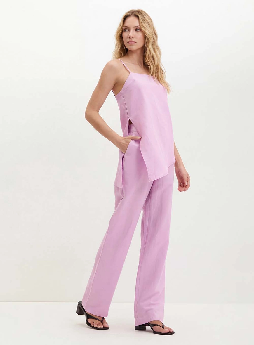 Blusa Feminina Com Alças Finas - Assimétrica Lilás 3