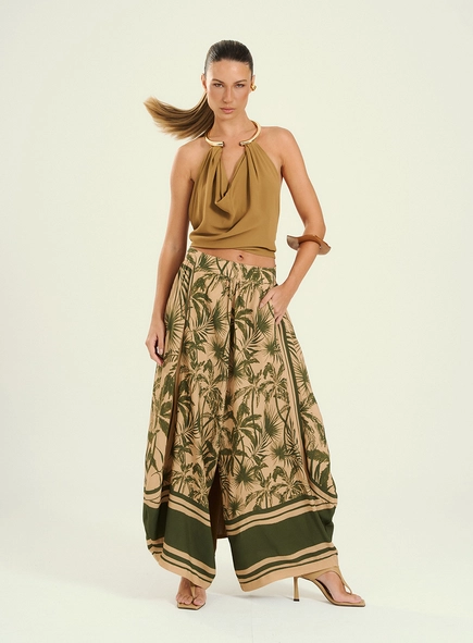 Calça Feminina Pantalona Resort Estampada