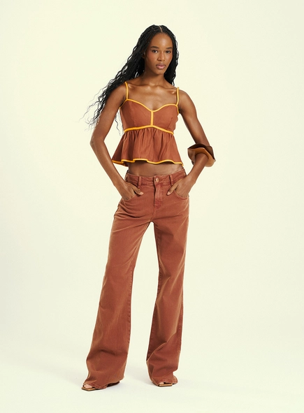 Calça Feminina Wide Leg Jeans Icon Com Lavagem