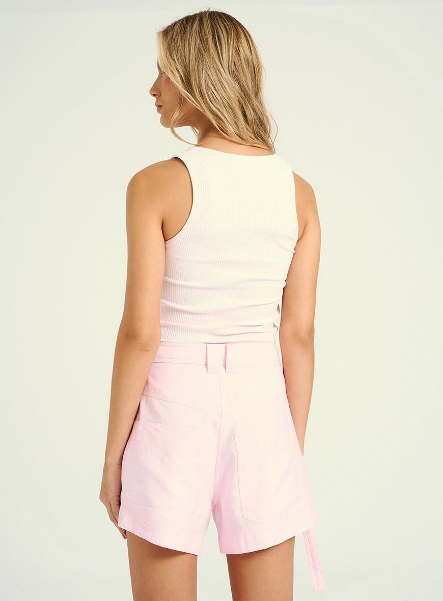 Short Jeans Feminino Reto Rosa 2
