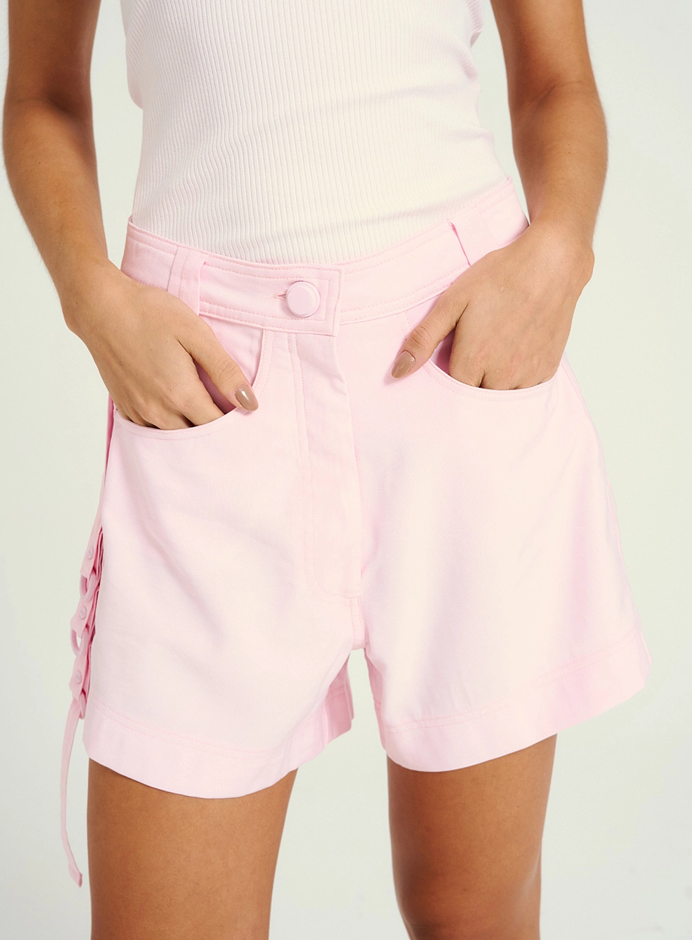 Short Jeans Feminino Reto Rosa 3