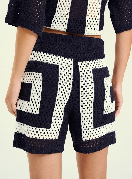 Short Feminino Tricô Cintura Alta Estampado